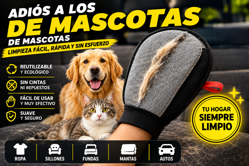 Guante Quita Pelos y Pelusa para Ropa, Sillones y Auto