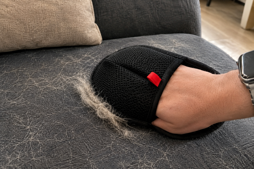 Guante Quita Pelos y Pelusa para Ropa, Sillones y Auto