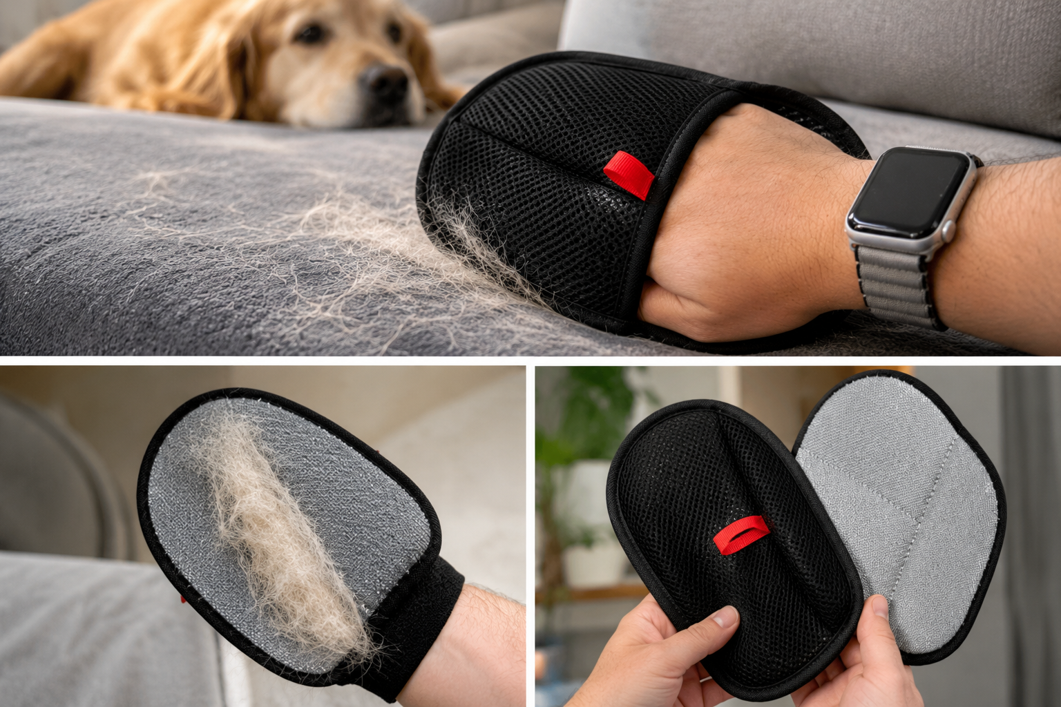 Guante Quita Pelos y Pelusa para Ropa, Sillones y Auto