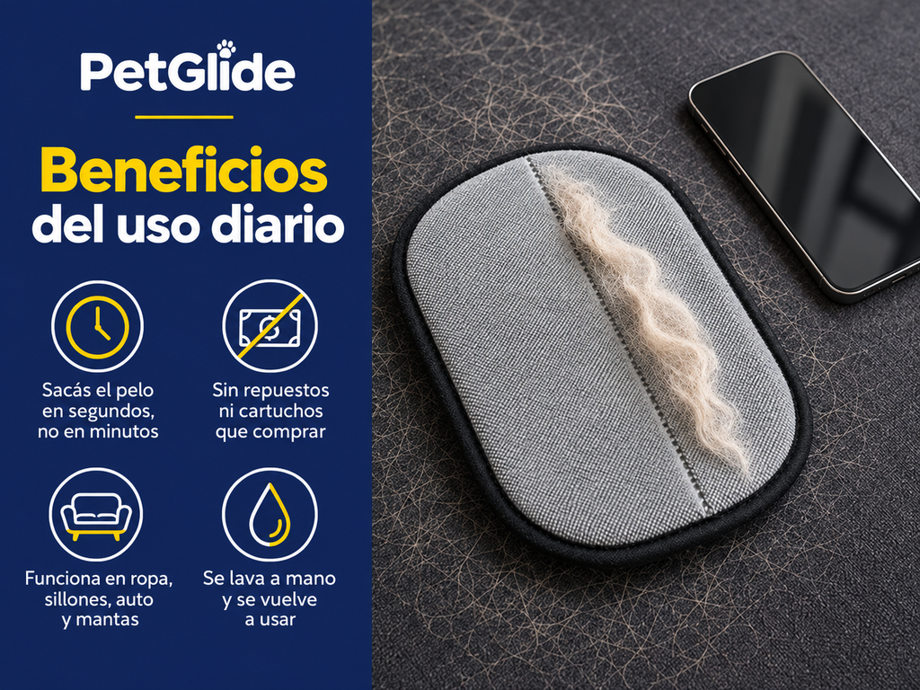 Guante Quita Pelos y Pelusa para Ropa, Sillones y Auto
